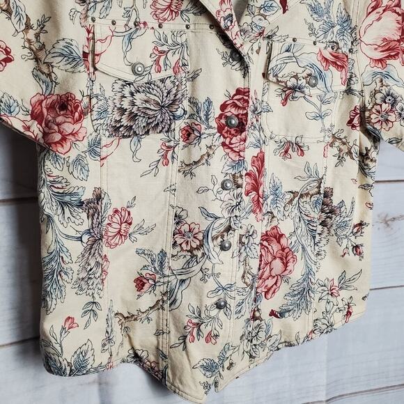 Vintage Stonebridge Blazer Womens Large Cottagecore 90s Floral Linen Preppy Boho - Picture 4 of 12